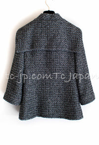 CHANEL 12A Black Gray Metallic Tweed Jacket 36 38 シャネル ブラック グレー メタリック ツイード ジャケット 即発