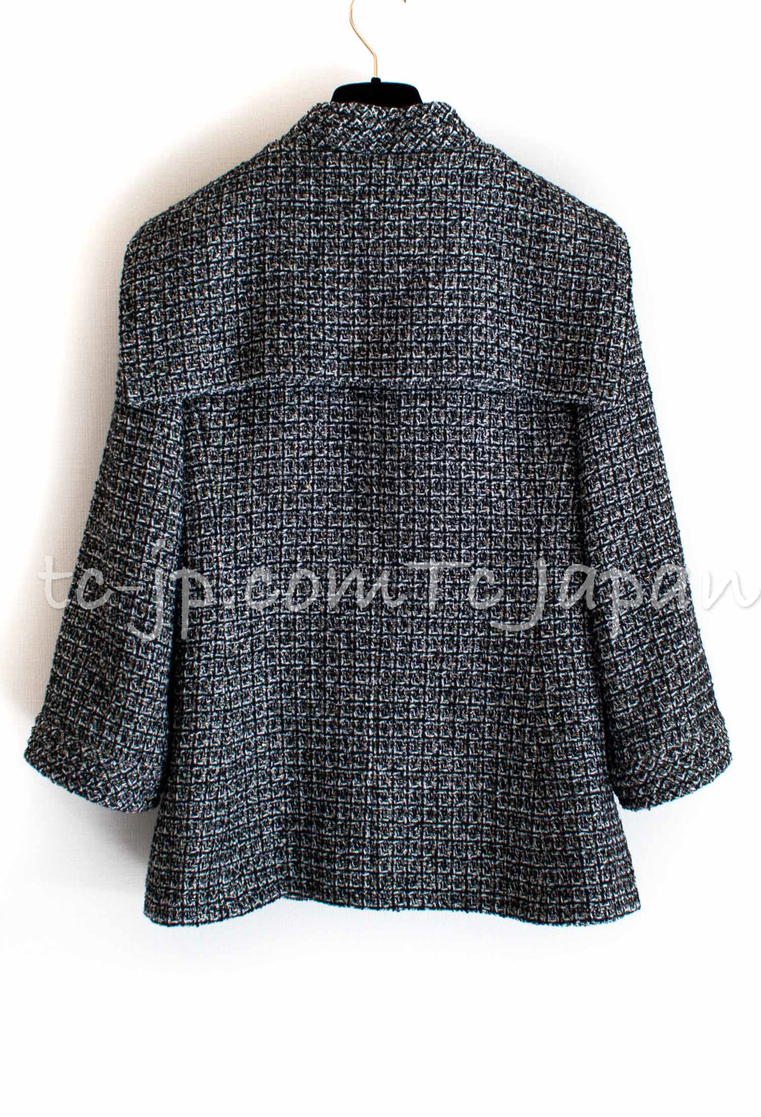CHANEL 12A Black Gray Metallic Tweed Jacket 36 38 シャネル ブラック グレー メタリック ツイード ジャケット 即発