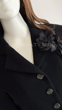 CHANEL 12C Black Rhinestone Buttons Jacket 36 40 42 シャネル ブラック ラインストーン ボタン ジャケット 即発
