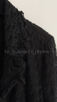 CHANEL 05C Black Chiffon Lace Camellia Buttons Jacket 38 44 シャネル ブラック・シフォン・レース・カメリアボタン・ジャケット 即発