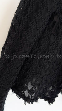 CHANEL 05C Black Chiffon Lace Camellia Buttons Jacket 38 44 シャネル ブラック・シフォン・レース・カメリアボタン・ジャケット 即発