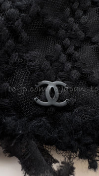 CHANEL 05C Black Chiffon Lace Camellia Buttons Jacket 38 44 シャネル ブラック・シフォン・レース・カメリアボタン・ジャケット 即発