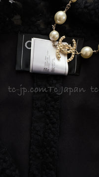 CHANEL 05C Black Chiffon Lace Camellia Buttons Jacket 38 44 シャネル ブラック・シフォン・レース・カメリアボタン・ジャケット 即発