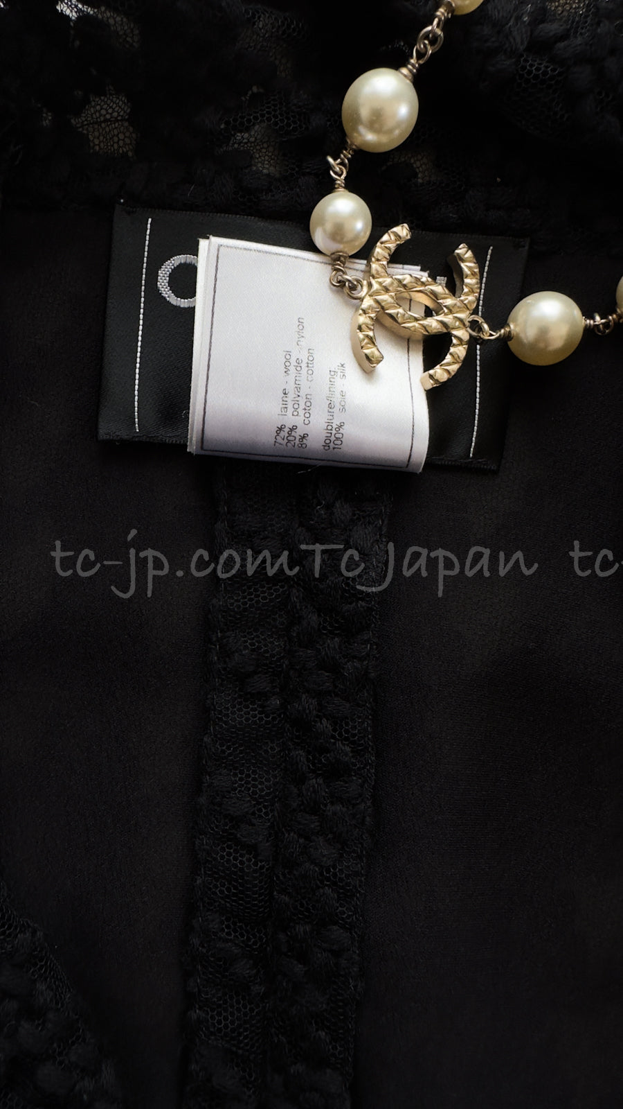 CHANEL 05C Black Chiffon Lace Camellia Buttons Jacket 38 44 シャネル ブラック・シフォン・レース・カメリアボタン・ジャケット 即発