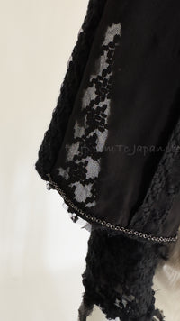 CHANEL 05C Black Chiffon Lace Camellia Buttons Jacket 38 44 シャネル ブラック・シフォン・レース・カメリアボタン・ジャケット 即発