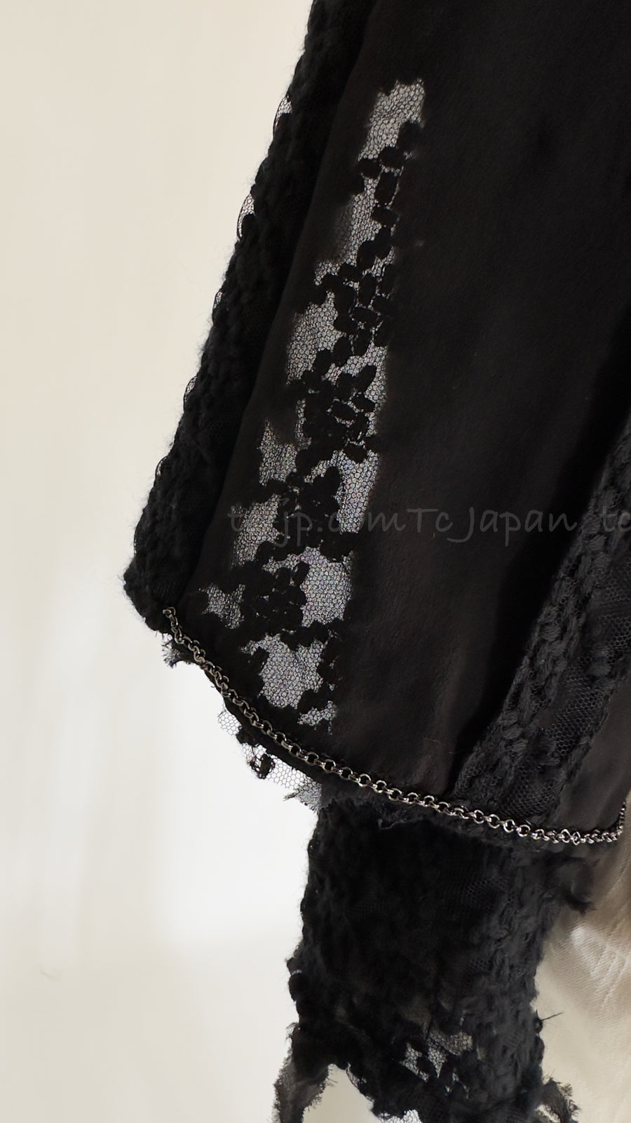 CHANEL 05C Black Chiffon Lace Camellia Buttons Jacket 38 44 シャネル ブラック・シフォン・レース・カメリアボタン・ジャケット 即発
