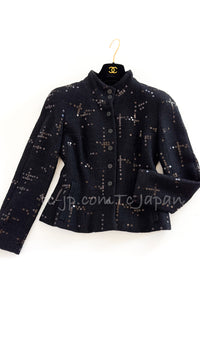 CHANEL 02A Black Lesage Sequin Jacket Skirt 34 36 40 シャネル ルサージュ・ブラック・スパンコール ジャケット・スカート 即発