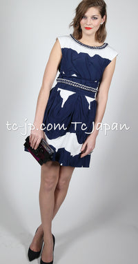 CHANEL 14S Wine Red Black White Stripe Stretch Knit Dress 40 42 シャネル ワイン レッド ブラック ホワイト ストライプ ストレッチ ニット ワンピース 即発