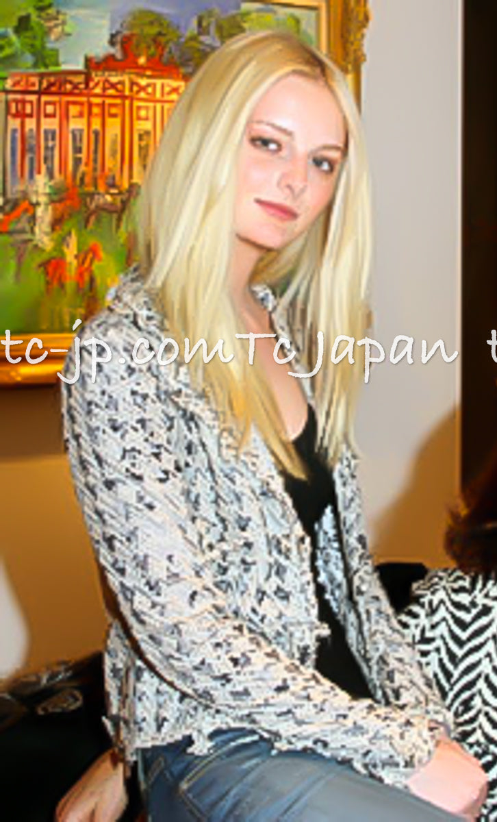 CHANEL 05C Black Chiffon Lace Camellia Buttons Jacket 38 44 シャネル ブラック・シフォン・レース・カメリアボタン・ジャケット 即発