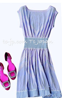 CHANEL 14S Wine Red Black White Stripe Stretch Knit Dress 40 42 シャネル ワイン レッド ブラック ホワイト ストライプ ストレッチ ニット ワンピース 即発