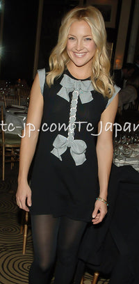 CHANEL 07S Black White Cashmere Silk Celebrity Bow Knit Tops 34 36 シャネル ブラック カシミア シルク セレブのリボン ニット トップス 即発