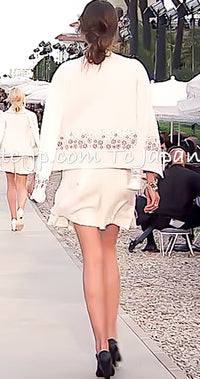 CHANEL 12C Ivory Cashmere 100% Swarovski Sweater Cardigan 34 36 38 シャネル アイボリー スワロフスキー カシミア セーター カーディガン 即発