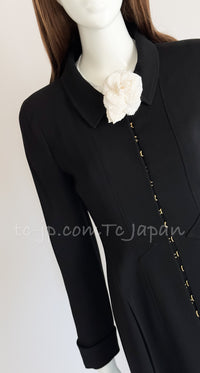 CHANEL 96A Vintage Black Dark Navy Wool Jacket Coat 34 36 38 シャネル ヴィンテージ ブラック ダークネイビー ウール ジャケット コート 即発