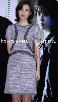 CHANEL 13S Keira Knightley Actress Gray White Tweed Dress 34 シャネル キーラナイトレイ着用 グレー ホワイト ツイード ワンピース 即発