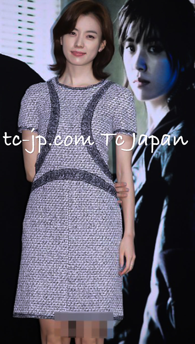 CHANEL 13S Keira Knightley Actress Gray White Tweed Dress 34 シャネル キーラナイトレイ着用 グレー ホワイト ツイード ワンピース 即発