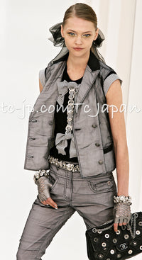 CHANEL 07S Black White Cashmere Silk Celebrity Bow Knit Tops 34 36 シャネル ブラック カシミア シルク セレブのリボン ニット トップス 即発