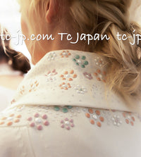 CHANEL 12C Ivory Cashmere 100% Swarovski Sweater Cardigan 34 36 38 シャネル アイボリー スワロフスキー カシミア セーター カーディガン 即発