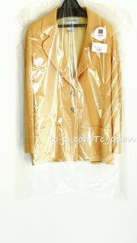 CHANEL 99C Soft Yellow CC Buttons Wool Tweed Jacket 38 40 シャネル ソフトイエロー・CCボタン・ウール・ジャケット 即発