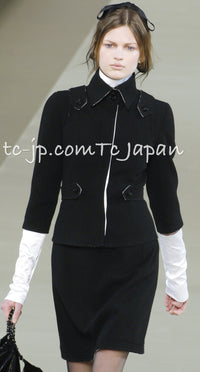 CHANEL 06A Black Wool Tweed Jacket Skirt Suit 38 シャネル ブラック ウール ジャケット スカート スーツ 即発