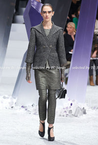 CHANEL 12A Black Gray Metallic Zipper Tweed Jacket 36 38 シャネル ブラック グレー メタリック ジッパー ツイード ジャケット 即発