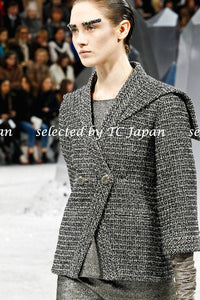 CHANEL 12A Black Gray Metallic Zipper Tweed Jacket 36 38 シャネル ブラック グレー メタリック ジッパー ツイード ジャケット 即発