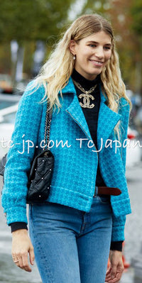CHANEL 19A Blue Riders Wool Tweed Jacket 38 40 シャネル ブルー ライダース ウール ツイード ジャケット 即発