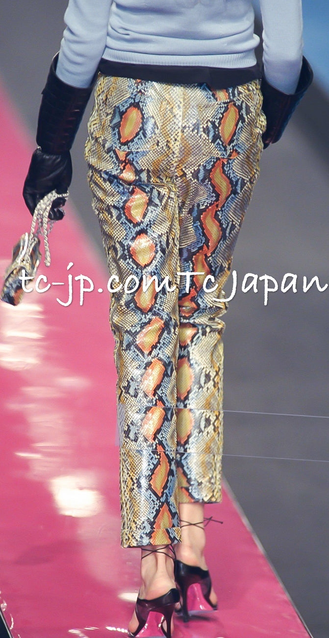 CHANEL 00T Python Leather Pants Pumps Heels Shoes 40 シャネル 高級パイソン レザー パンツ パンプス ヒール シューズ 即発