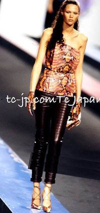 CHANEL 00T Python Leather Pants Pumps Heels Shoes 40 シャネル 高級パイソン レザー パンツ パンプス ヒール シューズ 即発