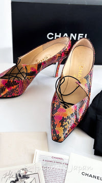 CHANEL 00T Python Leather Pants Pumps Heels Shoes 40 シャネル 高級パイソン レザー パンツ パンプス ヒール シューズ 即発