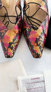 CHANEL 00T Python Leather Pants Pumps Heels Shoes 40 シャネル 高級パイソン レザー パンツ パンプス ヒール シューズ 即発