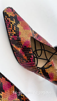 CHANEL 00T Python Leather Pants Pumps Heels Shoes 40 シャネル 高級パイソン レザー パンツ パンプス ヒール シューズ 即発