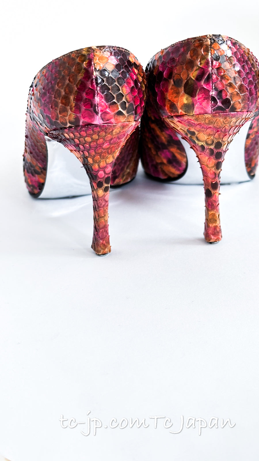 CHANEL 00T Python Leather Pants Pumps Heels Shoes 40 シャネル 高級パイソン レザー パンツ パンプス ヒール シューズ 即発
