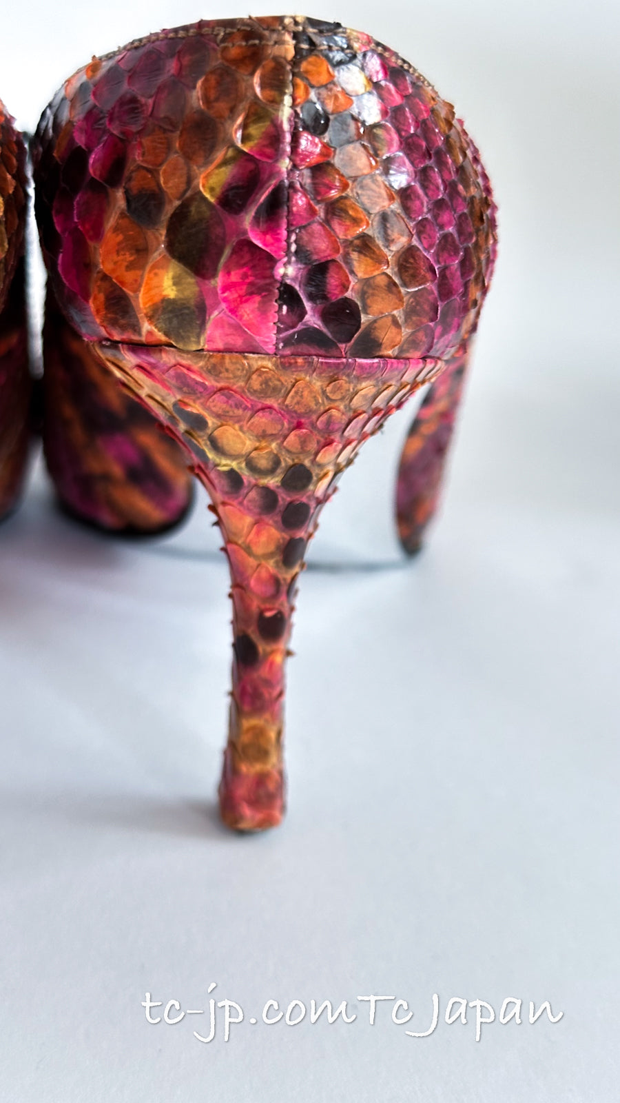 CHANEL 00T Python Leather Pants Pumps Heels Shoes 40 シャネル 高級パイソン レザー パンツ パンプス ヒール シューズ 即発