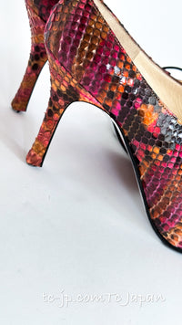 CHANEL 00T Python Leather Pants Pumps Heels Shoes 40 シャネル 高級パイソン レザー パンツ パンプス ヒール シューズ 即発