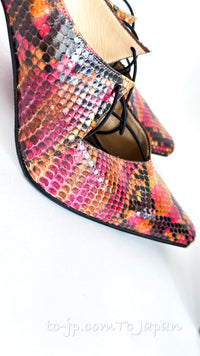 CHANEL 00T Python Leather Pants Pumps Heels Shoes 40 シャネル 高級パイソン レザー パンツ パンプス ヒール シューズ 即発
