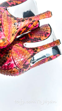 CHANEL 00T Python Leather Pants Pumps Heels Shoes 40 シャネル 高級パイソン レザー パンツ パンプス ヒール シューズ 即発