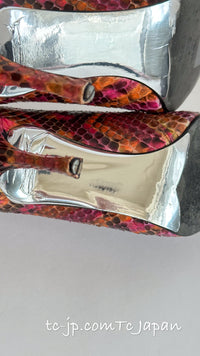 CHANEL 00T Python Leather Pants Pumps Heels Shoes 40 シャネル 高級パイソン レザー パンツ パンプス ヒール シューズ 即発
