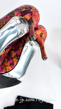 CHANEL 00T Python Leather Pants Pumps Heels Shoes 40 シャネル 高級パイソン レザー パンツ パンプス ヒール シューズ 即発