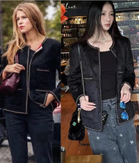 CHANEL 19B Black Llama Wool Chain Trim Jacket 38 40 シャネル ブラック ラマ ウール チェーン トリミング ジャケット 即発