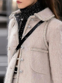 CHANEL 17A Pale Baby Pink Mohair Wool Jacket Coat 36 38 シャネル 軽くてふわふわ 淡い ベビーピンク モヘア ウール ジャケット コート 即発