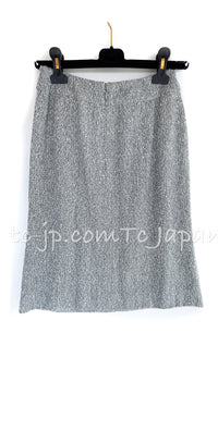 CHANEL 99C Gray Silver Light Weight Cotton Cardigan Jacket Skirt 38 シャネル グレー・シルバー・コットン・カーディガン・ジャケット・スカート 即発 - TC JAPAN