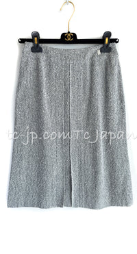 CHANEL 99C Gray Silver Light Weight Cotton Cardigan Jacket Skirt 38 シャネル グレー・シルバー・コットン・カーディガン・ジャケット・スカート 即発 - TC JAPAN