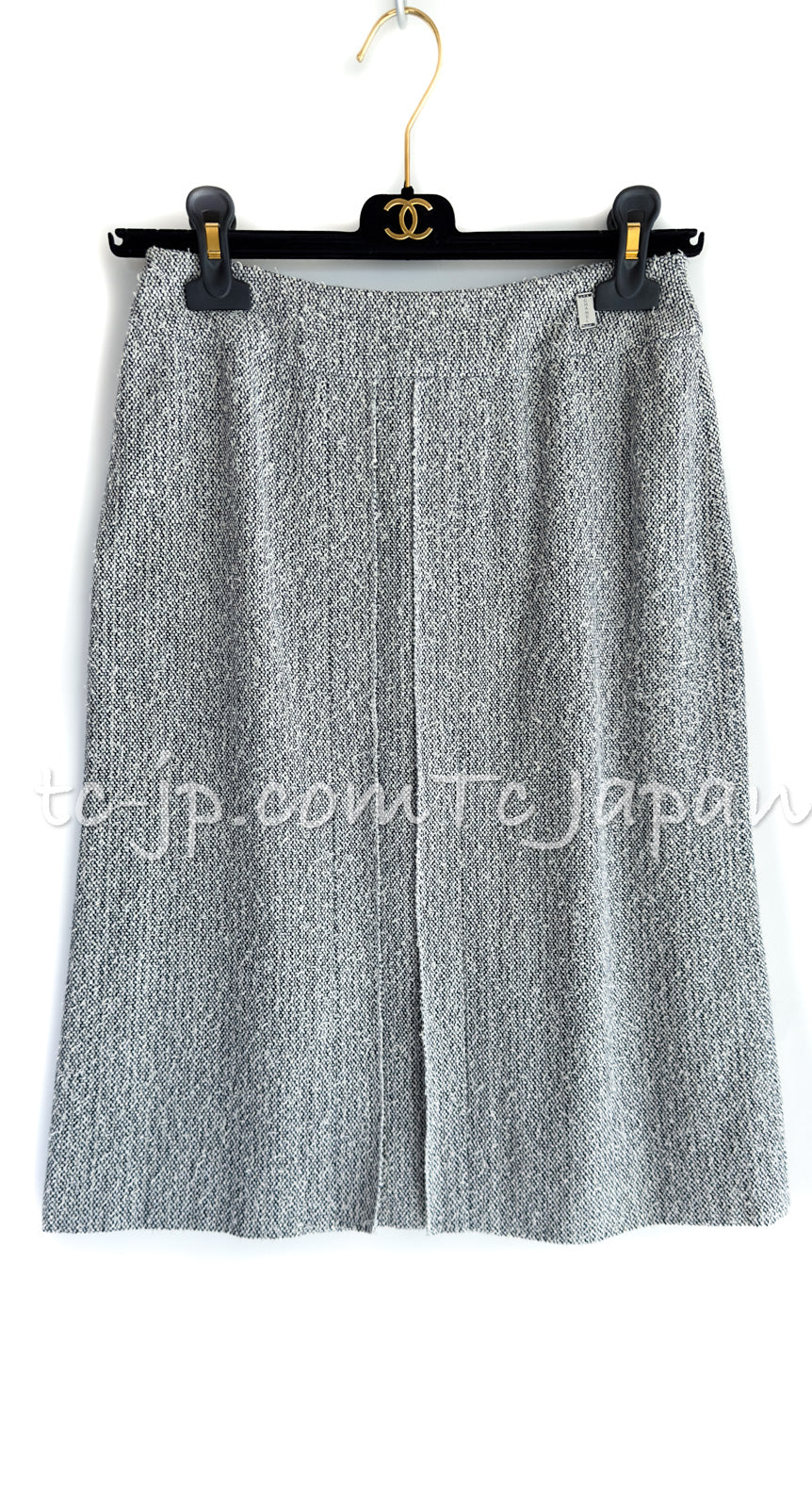 シャネル グレー シルバー コットン ウール スカート CHANEL 99C Gray  