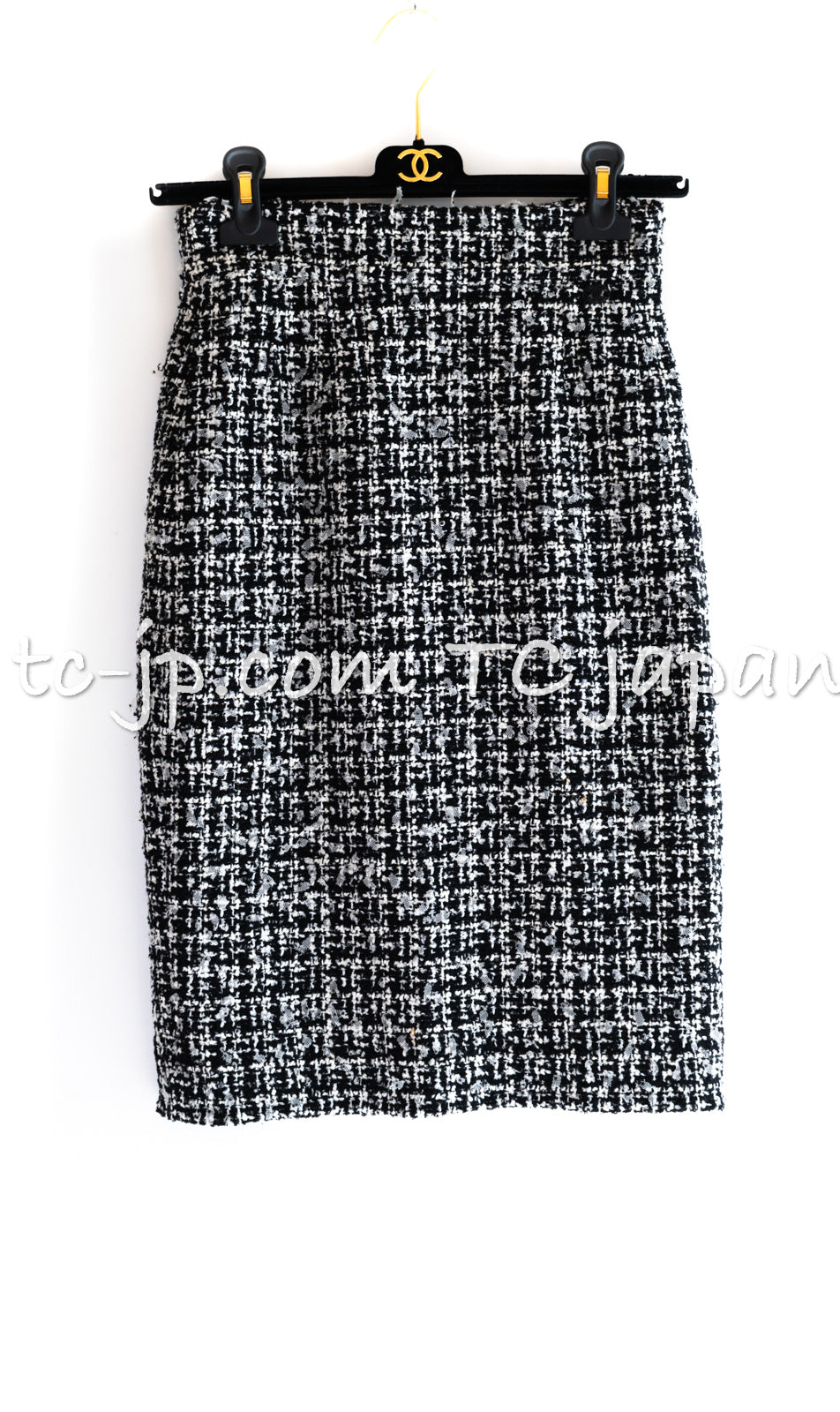 CHANEL 09S Black White Wool Cotton Tweed Skirt 34 シャネル ブラック ホワイト ウール コットン ツイード スカート 即発
