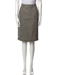 CHANEL 10C Black Ivory Gold Stand Collar Tweed Jacket Skirt Suit 34 40 シャネル ブラック アイボリー ゴールド スタンドカラー ツイード ジャケット スカート スーツ 即発