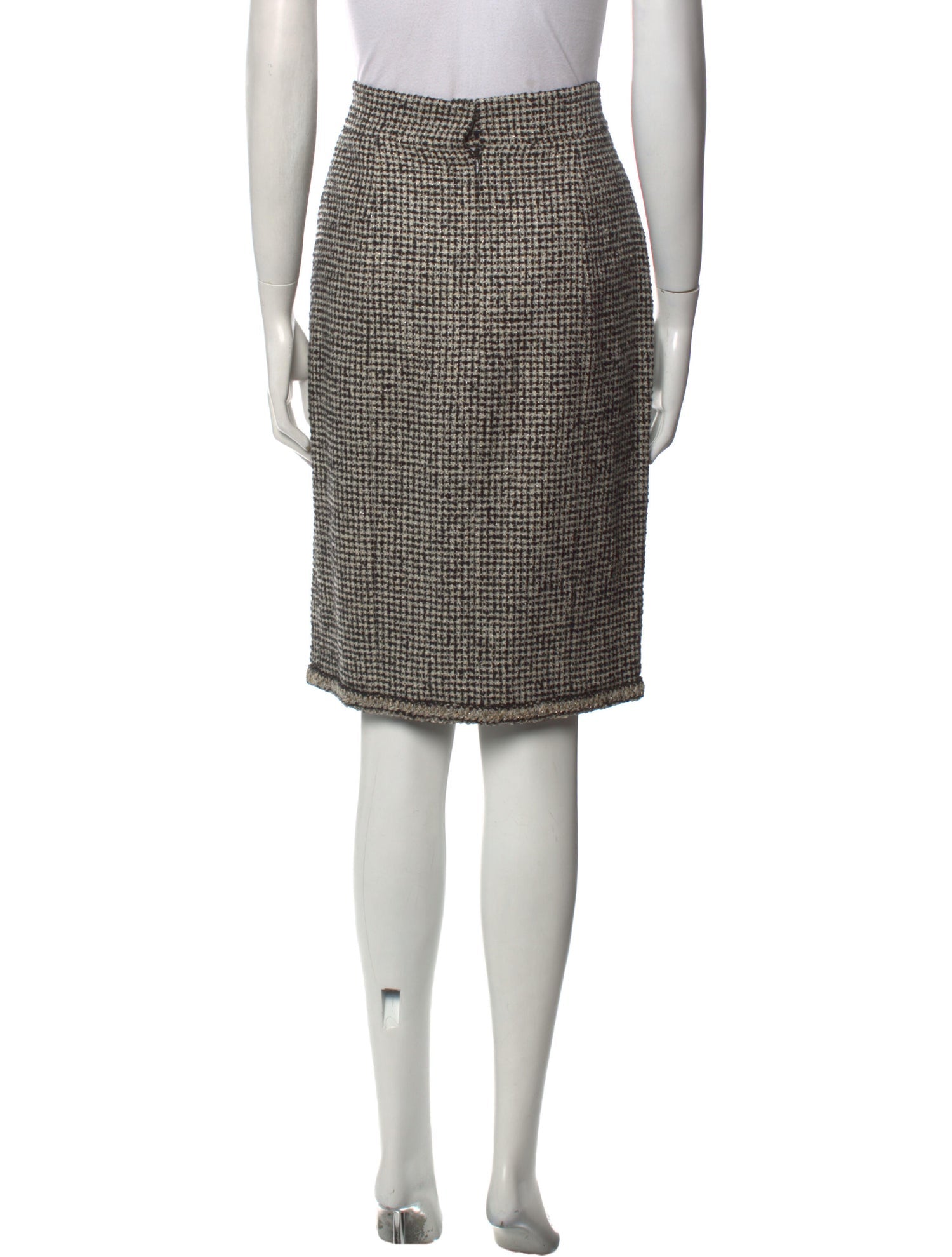 CHANEL 10C Black Ivory Gold Stand Collar Tweed Jacket Skirt Suit 34 40 シャネル ブラック アイボリー ゴールド スタンドカラー ツイード ジャケット スカート スーツ 即発