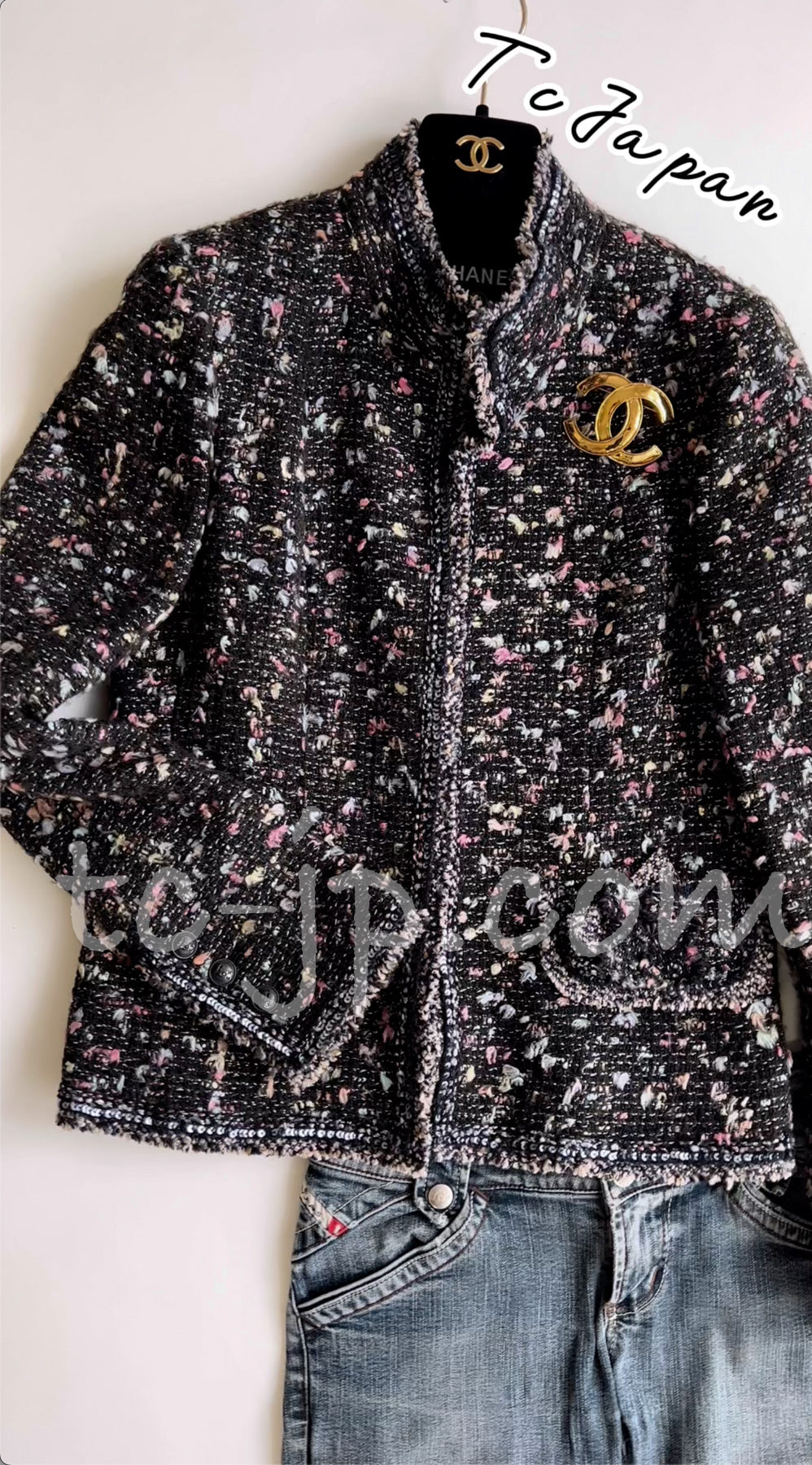 CHANEL 04A Multicolor Tweed Jacket Skirt Suit 38 シャネル マルチカラー ツイード ジャケット スカート スーツ 即発