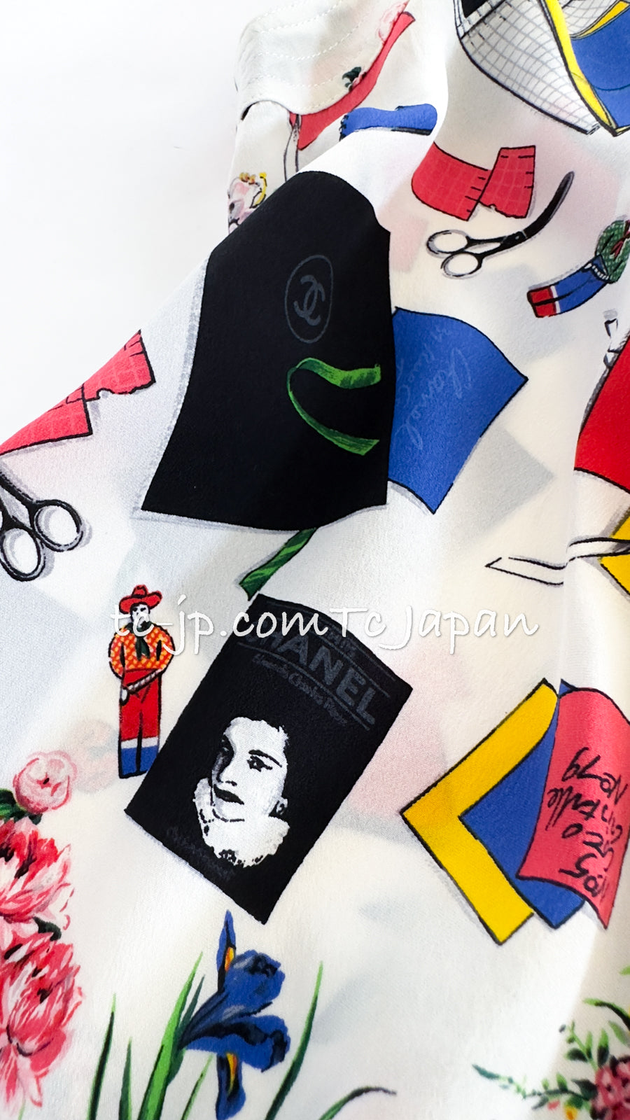 CHANEL 87S Silk Sleeveless Atelier CC Logo Tops 38 40 シャネル ヴィンテージ・シルク・ノースリーブ・アトリエ柄・トップス 即発