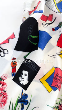 CHANEL 87S Brown Olive Silk Sleeveless Ribbon Tops 38 シャネル オリーブ・ブラウン・リボン柄・シルク・ノースリーブ・・トップス 即発