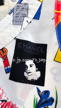 CHANEL 87S Brown Olive Silk Sleeveless Ribbon Tops 38 シャネル オリーブ・ブラウン・リボン柄・シルク・ノースリーブ・・トップス 即発